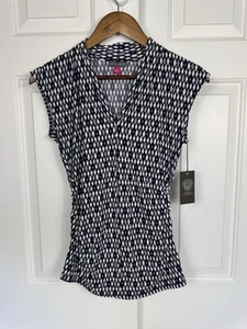 Vince Camuto Damenshirt Größe Small blau-weiß Muster mit seitlicher Raffung - Bild 1 von 8