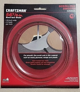 Sears Craftsman Band Saw Blade Smooth Scrolling Cut 56 7/8" x 1/8” 15-TPI 926650 - Picture 1 of 8