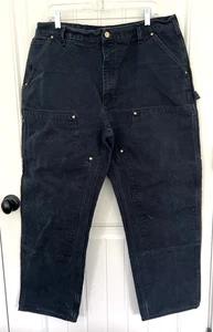 Pantalones de mezclilla negros Carhartt para hombre talla 40 x 30 sueltos ajuste original doble rodilla B01 EE. UU. - Imagen 1 de 9