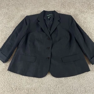 Ralph Lauren Jacket Women 18W 100% Linen Black Minimalist Formal Office NWT R2 - Picture 1 of 10