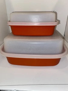 Vintage Set Tupperware Fleischmarinadenbehälter 1295 & 1518 paprikarot - Bild 1 von 5