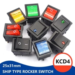 KCD4 Rectangular Boat Rocker Switch 25x31mm Rocker Power Switch ON-OFF AC 250V - Picture 1 of 25