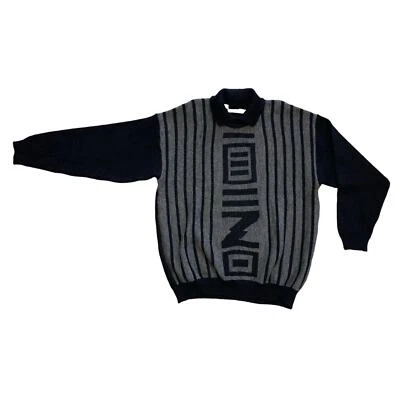 Suéter Vintage Años 70 French Connection 100% Lana Pura Gris Negro Pequeño De Gran Tamaño Foto 1 de 4