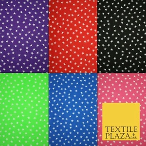 Falling White Mini Stars Printed Poly Cotton Fabric Polycotton Dress Craft Mask - Picture 1 of 19