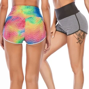 NC 2 Pcs Womens Yoga Shorts Butt Lifting Workout High Waist Running Athletic - Picture 1 of 6