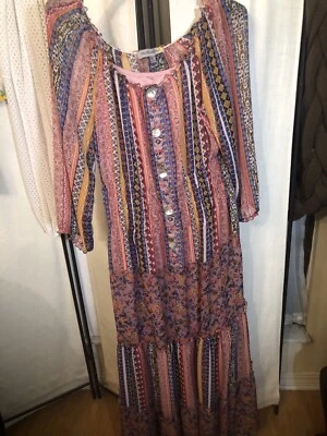 Figueroa & Flower 透明长裙女式 Xl 花卉 3/4 袖分层农民 — 第 1/4 张图片