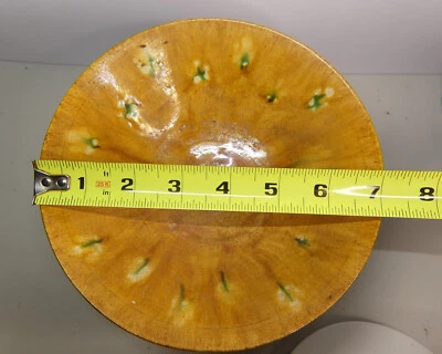 Китайская 3-цветная глазурованная 7-дюймовая РЕДКАЯ оранжевая чайная чаша династии Тан «Санкай» 618–907 гг. н. э. - Изображение 1 из 4