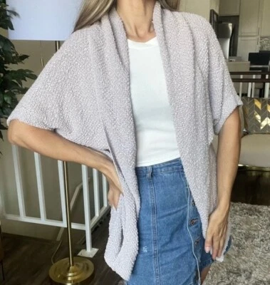 Cárdigan largo tejido frente abierto tostado claro Aritzia Talula mangas cortas boho XS Foto 1 de 4