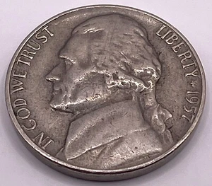 1957 Jefferson Nickel 5C - Original Design Vintage (SKU 132) - Picture 1 of 2