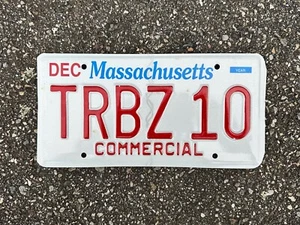 MASSACHUSETTS COMMERCIAL VANITY LICENSE PLATE “TRBZ 10” EXPIRED 2019 - Picture 1 of 1