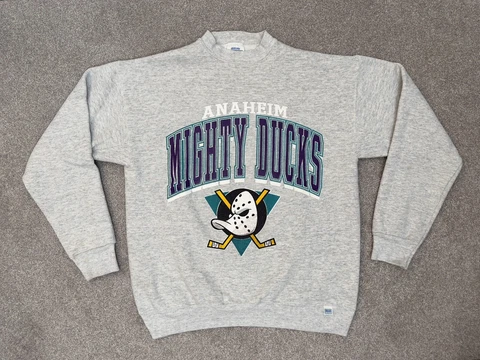 Vintage Anaheim Mighty Ducks Men’s Sweater Size L Gray NHL Cover