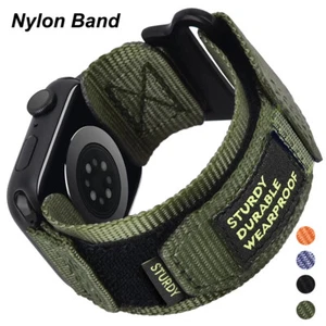 Taktyczny nylonowy pasek do Apple Watch Ultra2 49mm pasek sportowy seria 10 9 8 7 6 5 - Zdjęcie 1 z 21