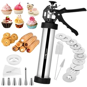 US STOCK Stainless Steel Cookie Presses Churro Maker with Accessories Black - Picture 1 of 7