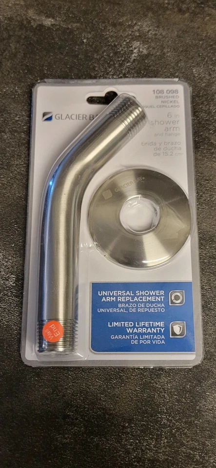 Glacier Bay 6 In. Shower Arm and Flange in Brushed Nickel 108 098