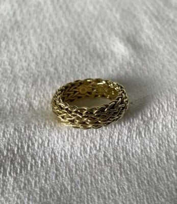 Anillo John Hardy Oro Amarillo 18K Clásico Cadena Banda Talla 7.25-7.5  Foto 1 de 4