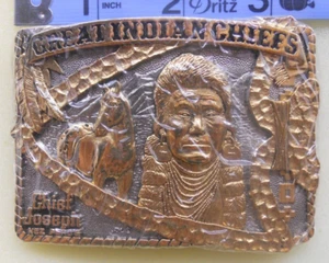 Award Design 24K Gold Plated Great Indian Chiefs Belt Buckle Joseph Nez Perce - Picture 1 of 3