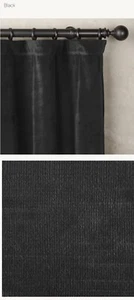 Restoration Hardware Vintage Velvet Drapery 100”W x 108”L Rod Pocket Black $660 - Picture 1 of 7