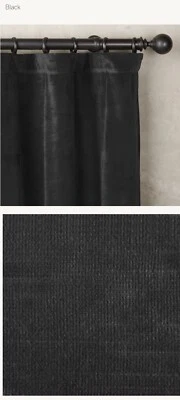 Restoration Hardware Vintage Velvet Drapery 100”W x 120”L  Rod Pocket Black $735 - Image 1 of 4