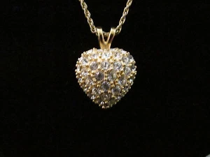 Halskette klar Strass Herz Anhänger goldfarben von Roman & 18" goldfarbene Kette - Bild 1 von 5