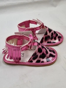 Zara Baby Girl Sandals Pink Fringe & Bow Flat Shoes Size Infant UK 2 EU 19 - Picture 1 of 16