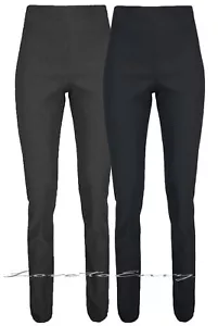 WOMENS GIRLS HIGH WAISTED TROUSER QUALITY SCHOOL WORK STRETCH PANTS size 6-18 - Picture 1 of 14