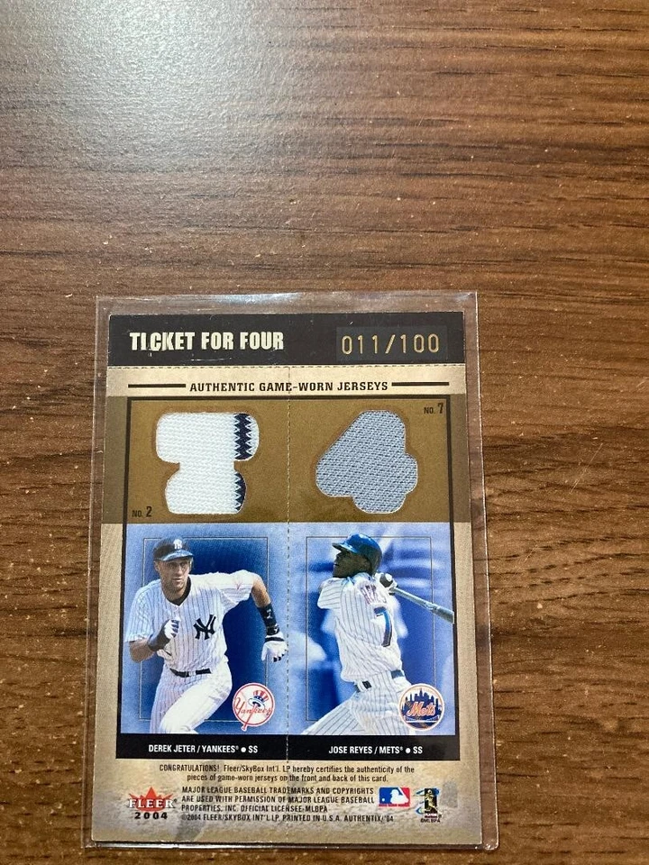 2004 Fleer Authentix Garciaparra Rodriguez Jeter Reyes Ticket for Four #/100 - Image 1 of 1