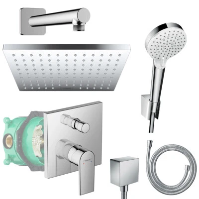 Hansgrohe Duscharmatur Unterputz Vernis Shape Regendusche Kopfbrause Set Ibox - Bild 1 von 4