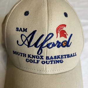 South Knox S K Basketball Golf Tournament Logo Hat Cap Tan Red Blue Hook & Loop - Picture 1 of 7