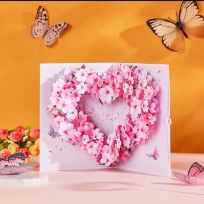 Pop Up Card Pink Cherry Blossom For Birthday Valentine’s Day, Mother’s Day Gift - Image 1 of 4