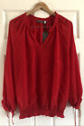 Mint Velvet  Gorgeous Red Tie Cuff Ruched Neck Top Size 16-18(16 Tag) New