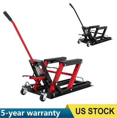 Portable Hydraulic Motorcycle Lift Jack Scissor Jack Foot-Operated Hoist Stand Foto 1 de 4