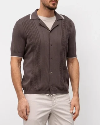 NUEVO CON ETIQUETAS $1700 Brunello Cucinelli Para hombres Manga Corta Polo Suéter con Diseño de Puntada A258 Foto 1 de 4