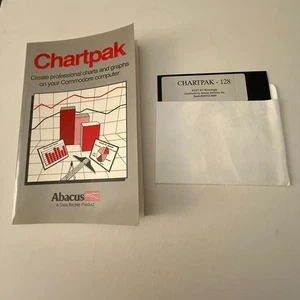 VINTAGE CHARTPAK - ABACUS WITH BOOK AND 5.25 FLOPPY DISK FOR COMMODORE 128 - Picture 1 of 6