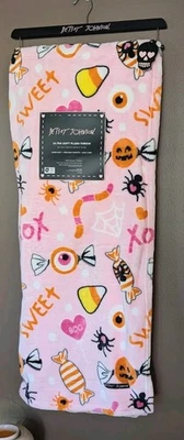 Manta Betsey Johnson CARAMELO ROSA HALLOWEEN Spider Jack 50x70 Peluche Suave  Foto 1 de 4
