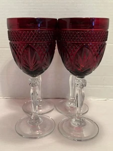 4 Cristal D’arques Durand Antique Ruby Red 10oz Wine Glasses Goblets 8” Tall - Picture 1 of 8