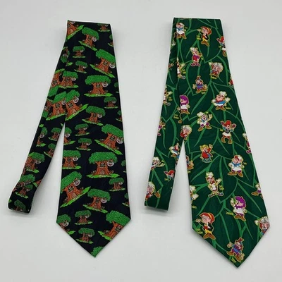 Лот из 2 Keebler винтажные галстуки галстуки 100% шелк сделано в Корее 58» Elf Ernie - Изображение 1 из 4