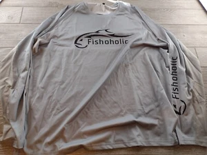 Fishoholic Long Sleeve Graphic T-Shirt - Grey - Size Medium Medium New NWT - Picture 1 of 8