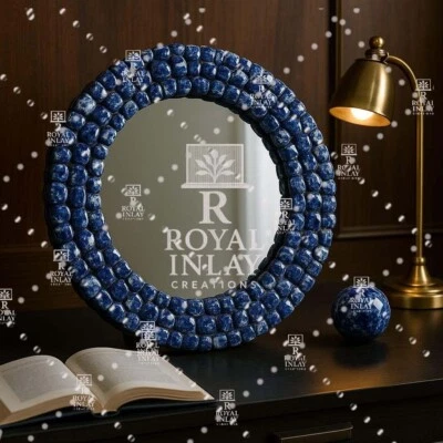 Espejo Cristal Sodalita 24" - Decoración Pared Piedras Preciosas Azul Redondas para Estudio y Hogar Foto 1 de 4
