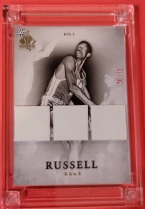 BILL RUSSELL PLAYER WORN JACKET #d56/75 Jersey Fusion SP AUTHENTIC CARD CELTICS - Picture 1 of 5