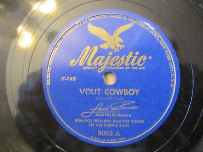 LOUIS PRIMA ORCH.  /FOY WILLING           VOUT COWBOY/MARY LOU Majestic 5003 VG+ - Image 1 of 4