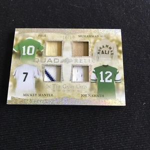 2022 Leaf In the Game Used Quad Relic Pele/Mantle/Muhammad Ali/Namath 14/15 GQM - Picture 1 of 2