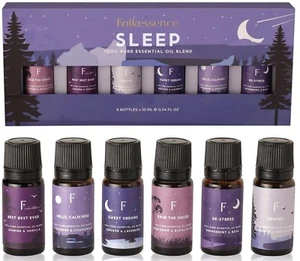 6 Pack Folkessence 100% Pure Essential Oils Sleep Aromatherapy Variety Pack - Picture 1 of 9
