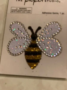THE PAPER STUDIO STICKERS 3D GLITTER GEMSTONES GEM STICKERS BEES BUMBLE BEE #2 - Picture 1 of 2
