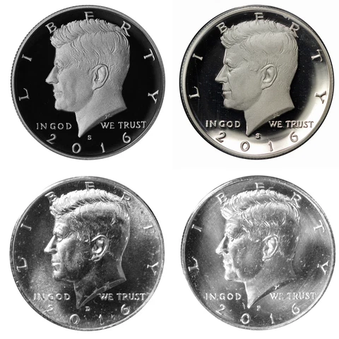 2016 P D S S Kennedy Half Dollar Year set Silver & Clad Proof & BU US 4 Coin lot Cover