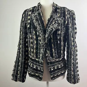 Chico's Women's Shattered Tweed Jacket Blk/White Open Front Dress Coat Size 0/XS - Picture 1 of 7