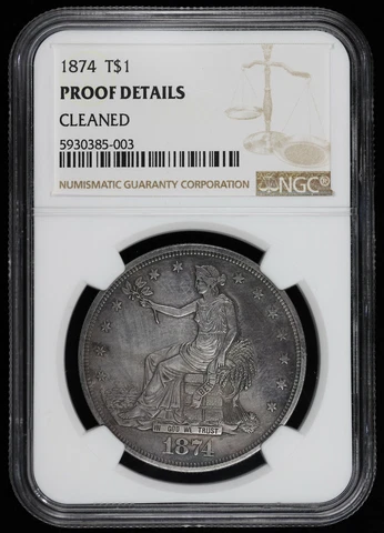 1874 Proof Trade Dollar $1 NGC Proof Details | PF PR Cover