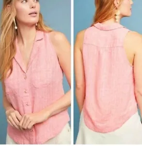 Maeve Anthropologie ärmellos korallenweiß Leinenmischung Top Größe 4 neu mit Etikett - Bild 1 von 6