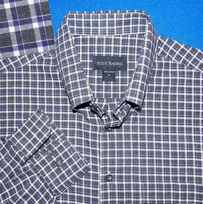 CAMISA MASCULINA STRIKING SCOTT BARBER M CINZA ROXO BRANCO ALGODÃO MACIO XADREZ - Imagem 1 de 4