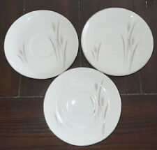 3 Vintage Platinum Wheat Pattern Fine China of Japan 5.75 Inch Saucers White
