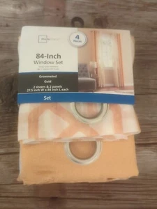 Mainstays Kingswood Solid and Printed Sheer Grommet Curtain Panel Set,Brown - Picture 1 of 3